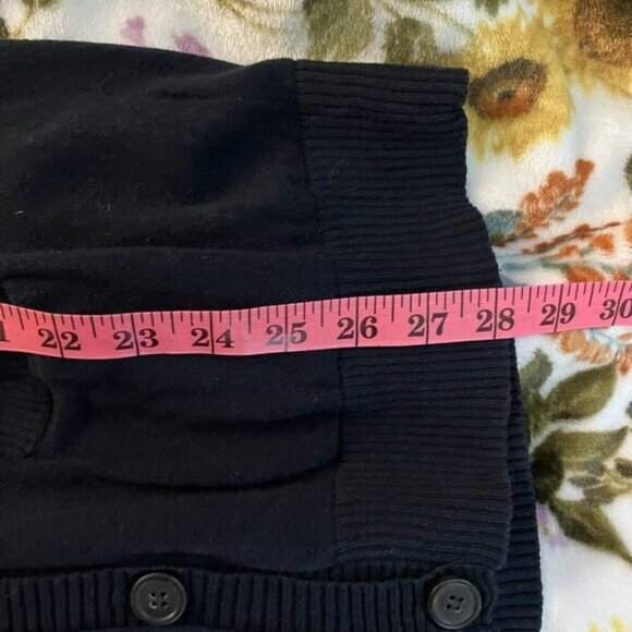 L.L. Bean Cardigan Womens Small Navy Blue Cotton Cashmere V-neck Grandpa Neutral - Picture 4 of 6